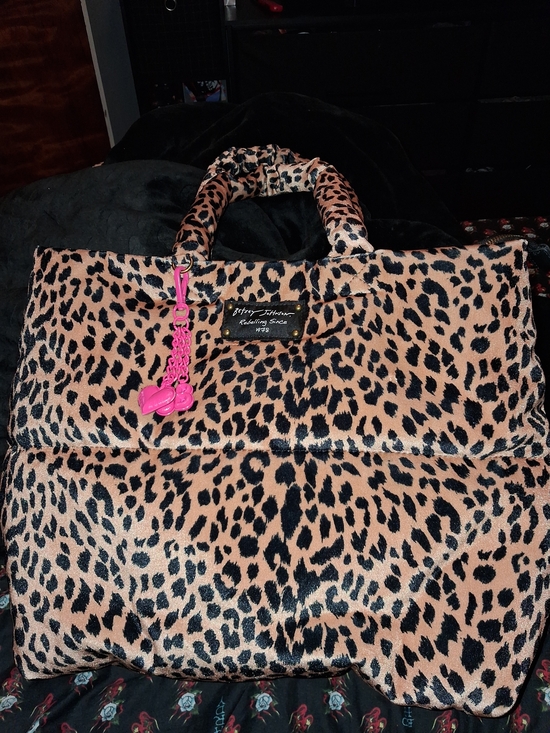 Betsey Johnson Handbags - Betsey Johnson Leopard Print Tote with Pink Charm